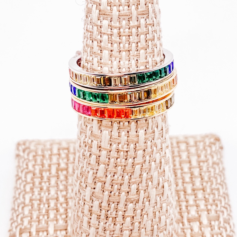 Rainbow Eternity Band Rings Size 7 & 8 - Picture 6 of 6